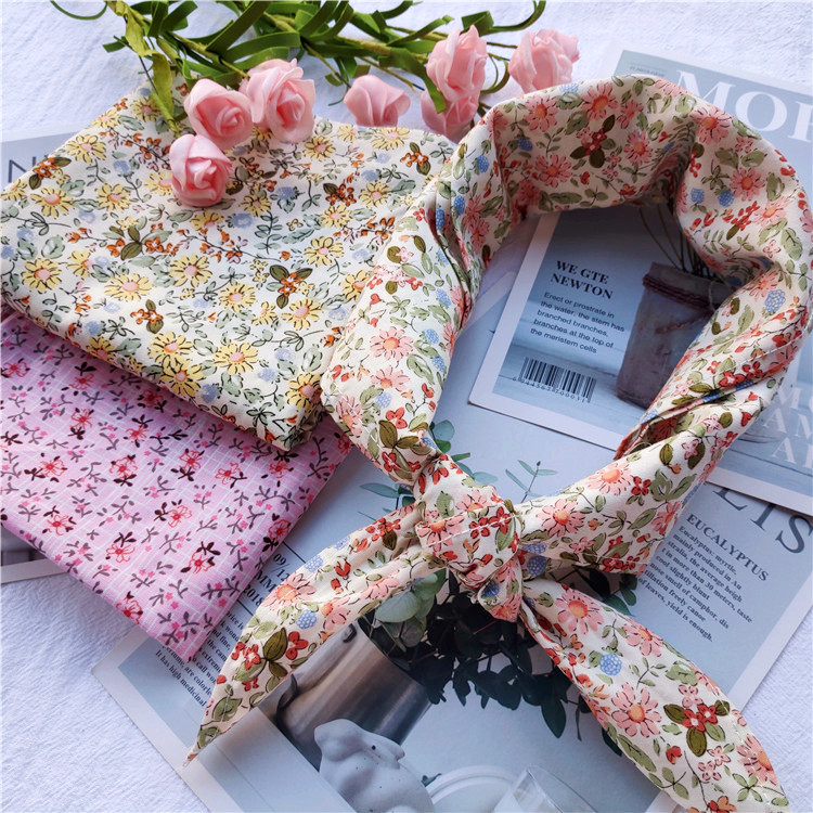 碎花头巾吸汗森系印花纯棉小方巾