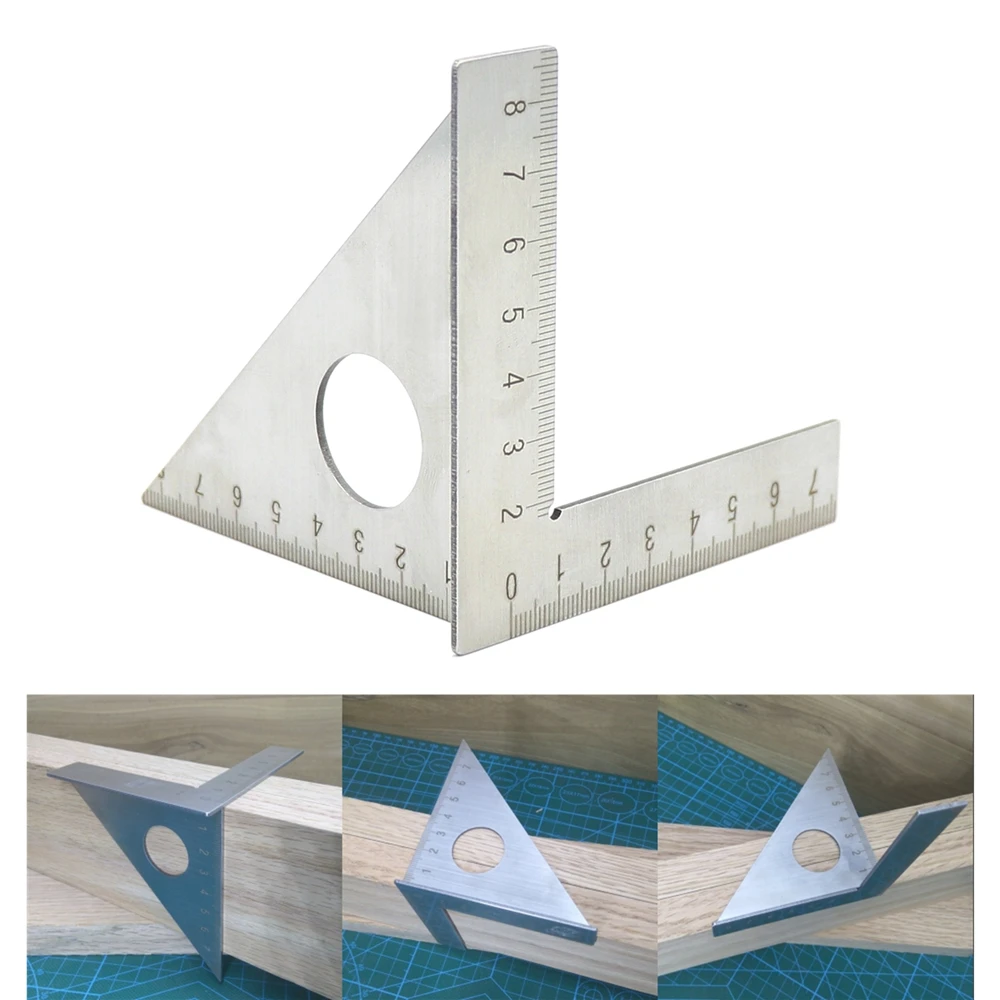 3D立体三角尺厘米 90度45度加厚角尺 铝合金木工测量直角尺