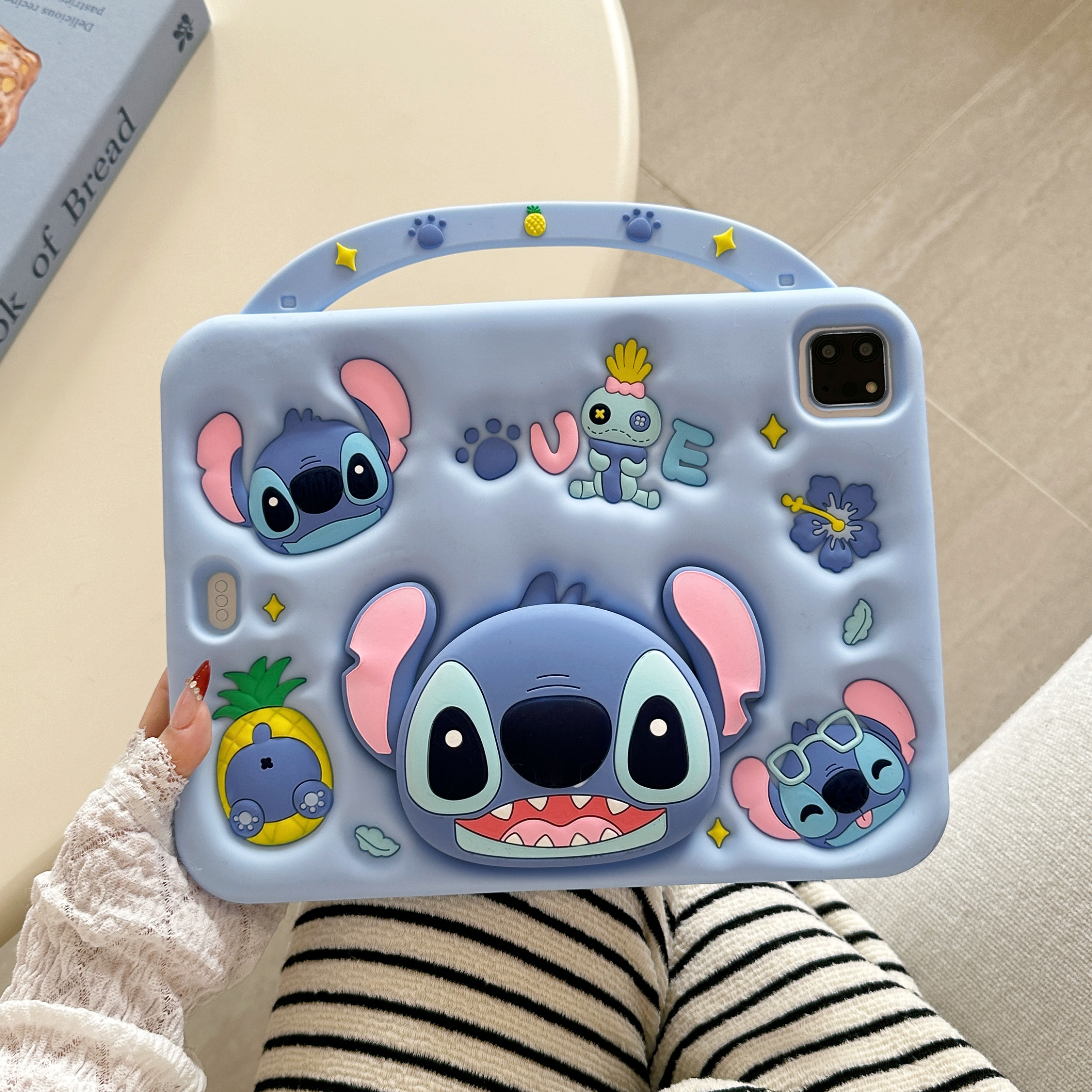 伸缩支架史迪仔适用苹果ipad10代平板保护套ipadair6硅胶mini6/air5/air2可爱ipadpro2024叮当猫ipad9卡通软