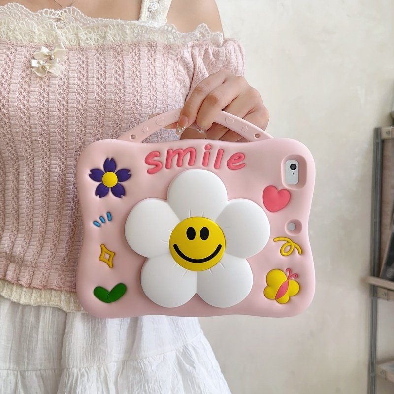 伸缩支架太阳花笑脸适用苹果ipad10/ipad11代平板保护套ipadair6硅胶mini6/air5/air2可爱ipadpro2024软ipad9