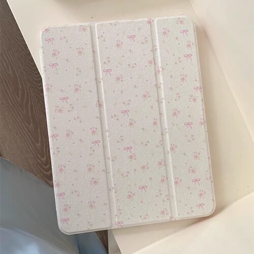 粉蝴蝶结碎花适用苹果ipad10代平板保护套ipadair2024三折mini6/air5/air2镜面ipadpro2024时尚ipad9亚克力女
