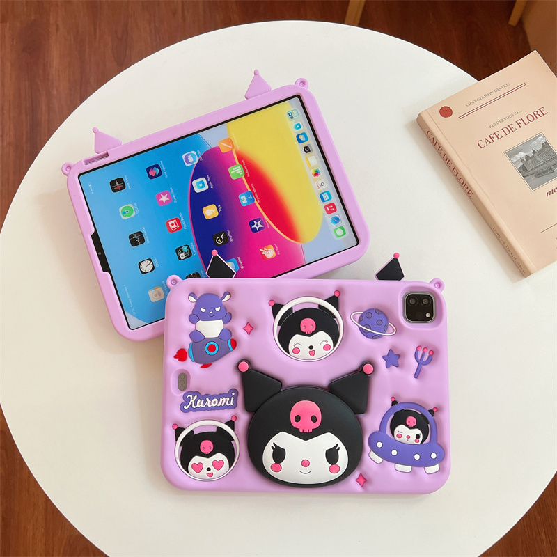 伸缩支架紫色库洛米适用苹果ipad10代平板保护套ipadair6硅胶mini6/air5/air2可爱ipadpro2024软壳ipad9卡通