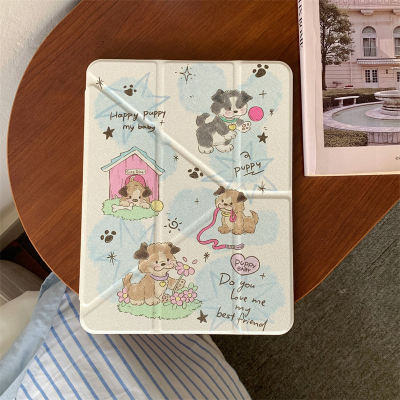 蓝色屋子星星小狗适用苹果ipad10代平板保护套ipadair6三折Y折mini6/air5/air2可爱ipadpro2024时尚ipad9高透