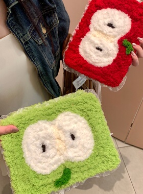 毛绒卡通苹果适用苹果ipad10代平板保护套ipadair6旋转mini7/air5/air2防摔ipadpro时尚女款ipad11/A16保护套