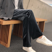 金丝绒阔腿裤 女秋冬高腰宽松坠垂感直筒黑色加绒裤 子休闲拖地加厚