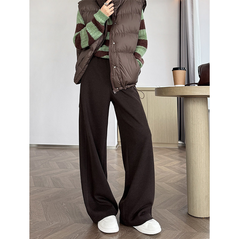 美拉德咖色加绒裤子女秋冬宽松休闲镰刀裤加厚香蕉毛呢弯刀阔腿裤,女装/女士精品,休闲裤,淘宝优惠券,粉丝福利购,淘宝优惠卷