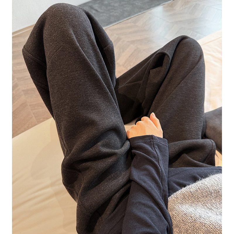 深灰色加绒毛呢阔腿裤女秋冬含羊毛混纺宽松垂感慵懒风镰刀弯刀裤,女装/女士精品,休闲裤,淘宝优惠券,粉丝福利购,淘宝优惠卷