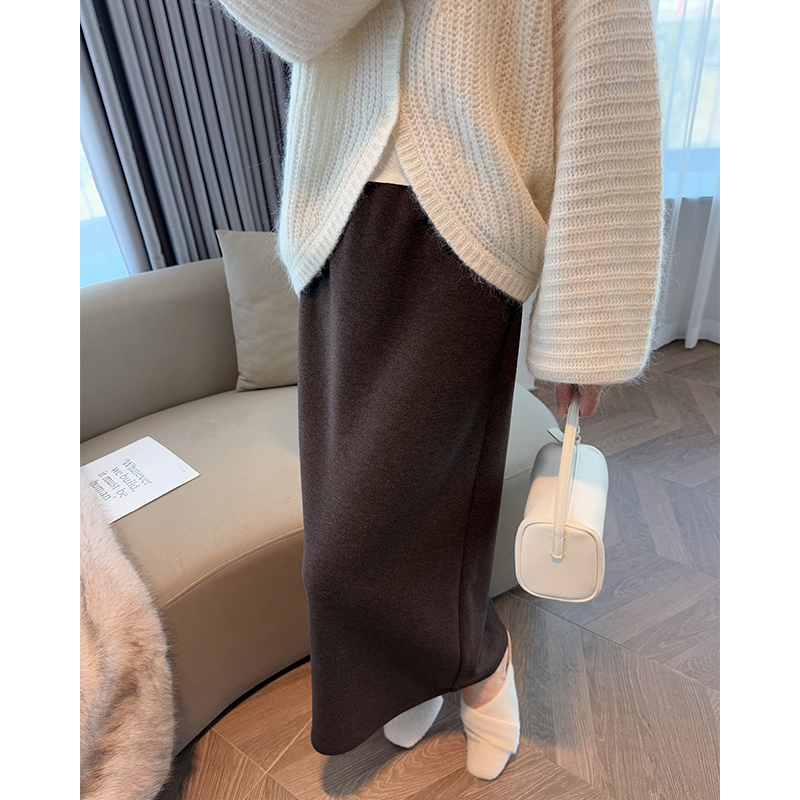 咖色半身裙女春秋松紧高腰显瘦