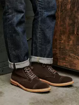 Go ahead and play Goodyear retro handmade casual high barrel shoes Men's Martin boots anti-velvet leather paratrooper boots