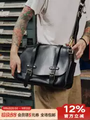 Playful·Motorcycle Messenger Crossbody Bag Riri Zipper Tea Core Leather Can Be Distressed American Retro Style