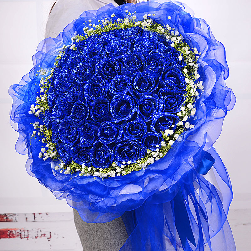 33朵蓝色妖姬蓝玫瑰东莞鲜花速递厚街南城虎门大朗长安爱情表白送