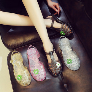 果冻柔软平底平跟沙滩罗马女凉鞋 新款 夏小仙女清新学院风女款