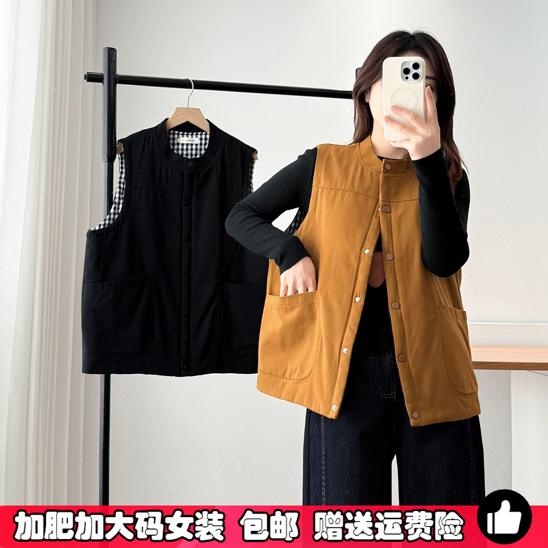 大码棉马甲女夹棉无袖棉衣秋冬季
