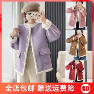 加厚皮毛一体羊羔毛外套女大码200斤胖MM秋冬季宽松显瘦加绒棉衣