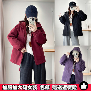 新款 连帽加棉冲锋衣2025秋冬季 防风保暖夹克加厚棉衣外套 女装 大码