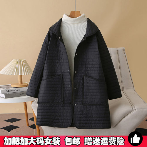 大码女装中长款轻薄款Polo领棉衣