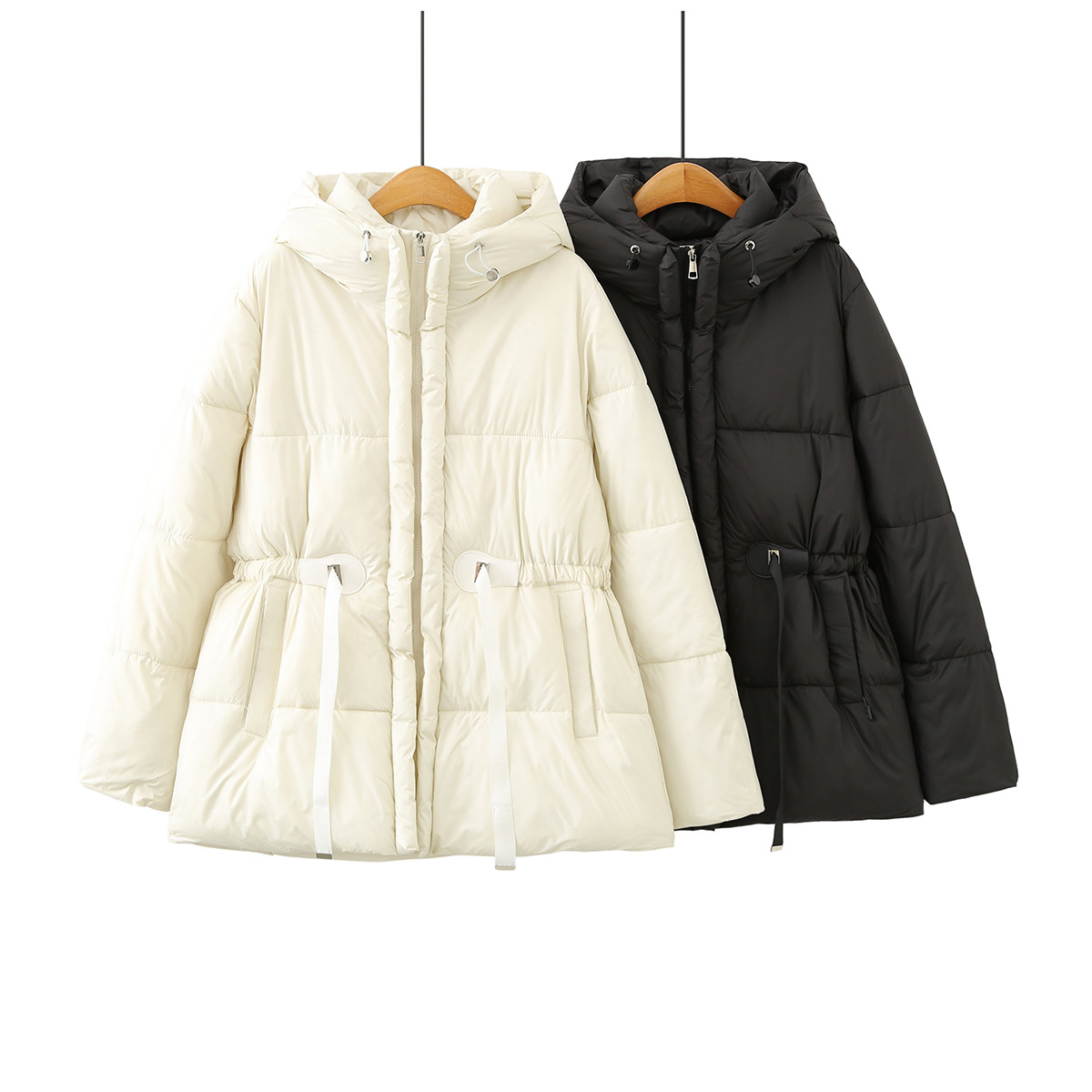 韩版大码230斤加厚收腰棉服女冬