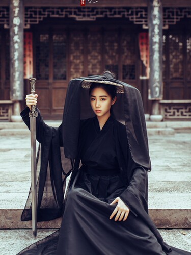 黑暗系魏晋风汉服红色古装