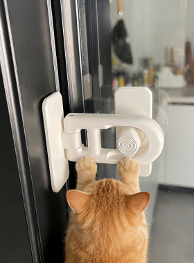 厨房推拉门防猫开门器防开门卡扣移门锁扣儿童安全锁衣柜门锁固定