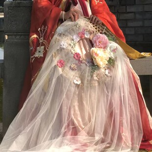 古风影视道具侠女粘花斗笠影楼写真斗笠女斗流苏笠幕离遮容面纱