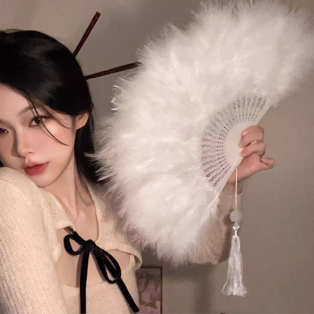 超仙暗黑系lolita玫瑰花蕾丝扇子折扇复古欧式万圣节漫展cos配饰