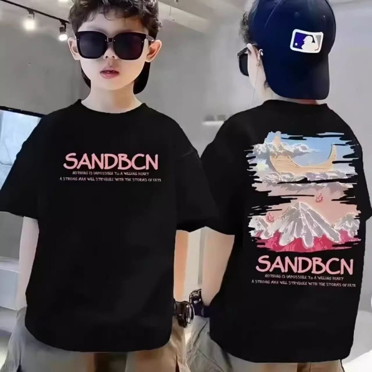 男童纯棉短袖t恤中大童夏季韩版印花上衣儿童帅气男孩宽松体恤衫