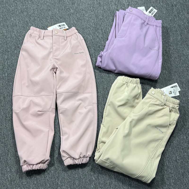 童装加绒防风字母印花冲锋裤