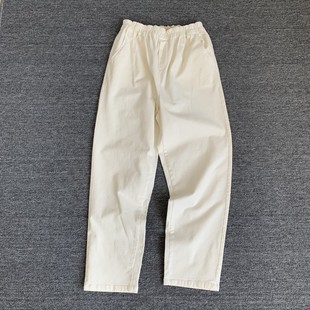 老爹长裤 宽松高腰显瘦小脚裤 弹力布松紧腰休闲裤 自留高品质女裤