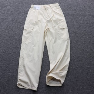 女春夏宽松半松紧腰大口袋直筒束脚两穿裤 裤 子 简约工装 日单休闲裤
