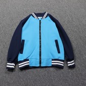 大中小男童春秋拼色棒球服校服外套休闲百搭拉链衫 110码 100 童装