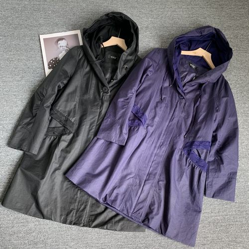 国内单 高品质妈妈装风衣外套女春秋新品百搭宽松中长款连帽外套