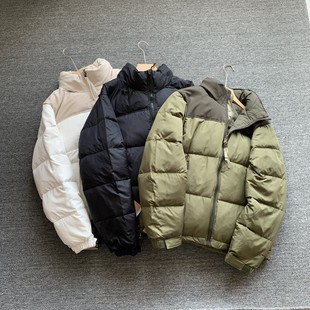 新款 美式 冬季 宽松百搭立领连帽保暖短款 撞色拼接羽绒服男士 外套