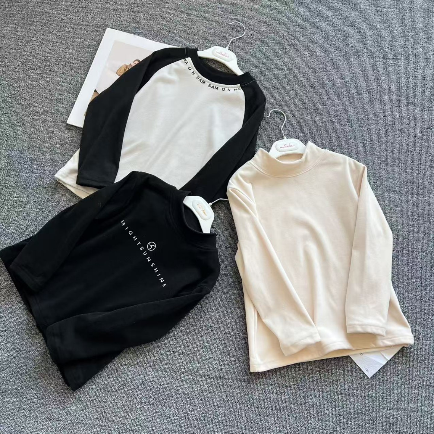 外贸童装中大男女童秋冬加厚打底衫半高领长袖纯色德容打底衫