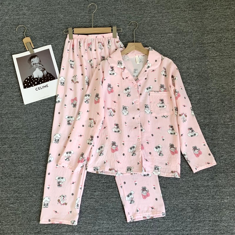 春秋季新款云朵棉睡衣套装甜美可爱卡通长袖长裤家居服