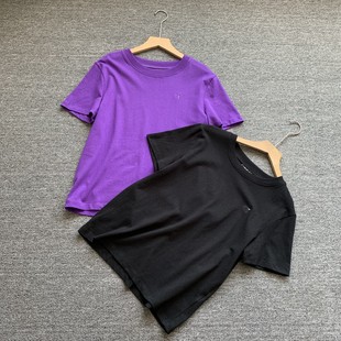 外贸原单女装夏体恤衫休闲风圆领短袖T恤女宽松百搭显瘦刺绣上衣