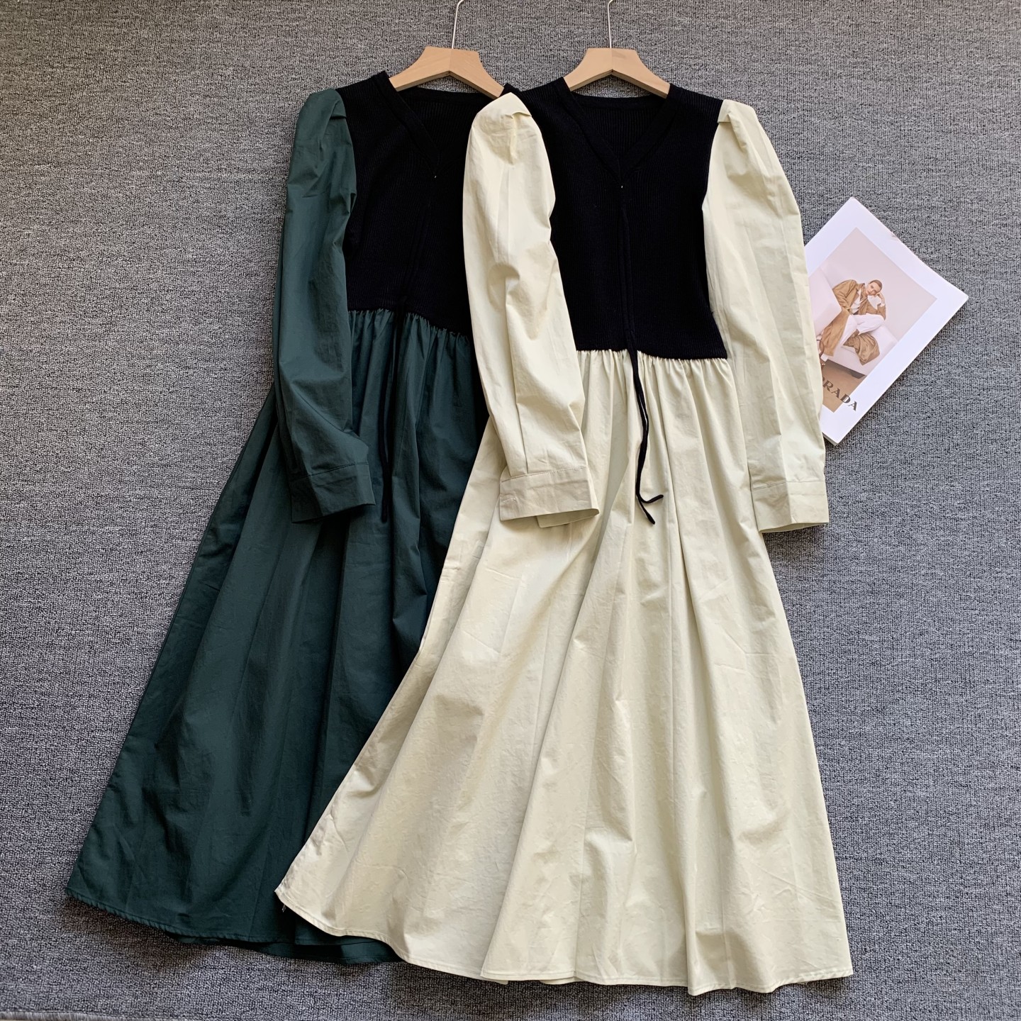 法式复古长袖连衣裙女长裙子