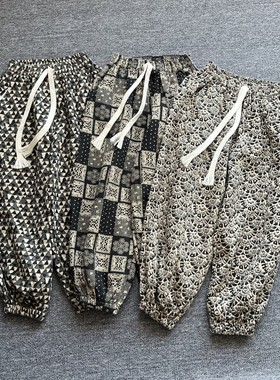 童装中大童男女童棉麻裤春秋新款韩版宽松版休闲束脚裤宽松灯笼裤