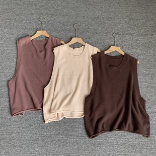 早秋针织马甲背心女宽松百搭气质通勤圆领套头针织马甲叠穿上衣