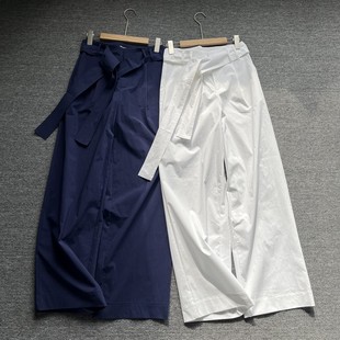 高品质女裤春夏通勤风高腰系带阔腿裤女显瘦垂感直筒休闲长裤拖地