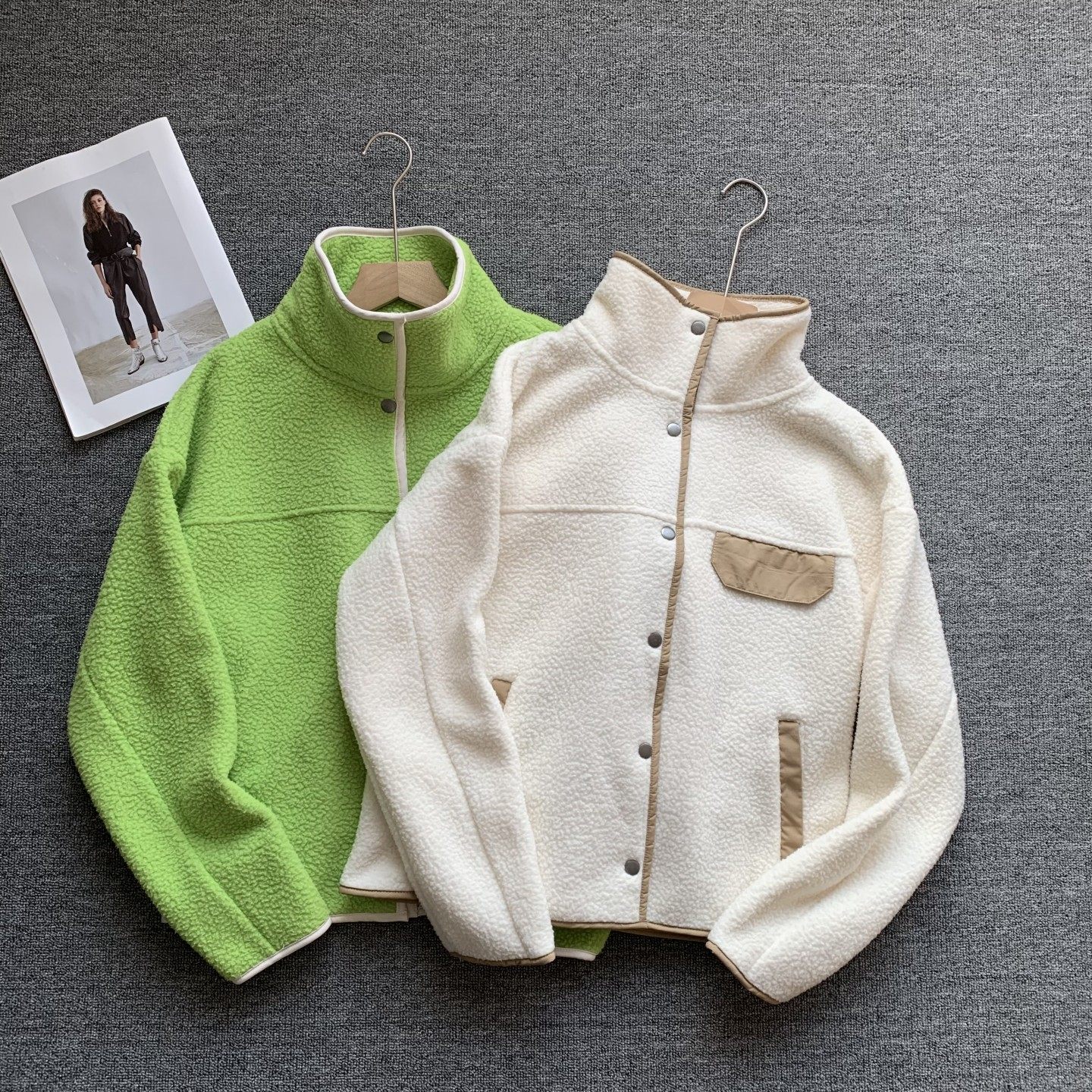 原单好货 摇粒绒撞色立领外套女春季冬款宽松休闲保暖抓绒上衣,户外/登山/野营/旅行用品,抓绒衣,淘宝优惠券,粉丝福利购,淘宝优惠卷
