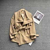 气质系带慵懒风收腰显瘦上衣 新款 韩系时尚 百搭大翻领风衣女春季