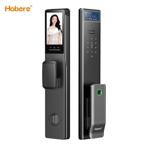 Hobere弘博汇D1CNC精雕掌静脉3D人脸识别指纹全自动智能锁磨砂黑