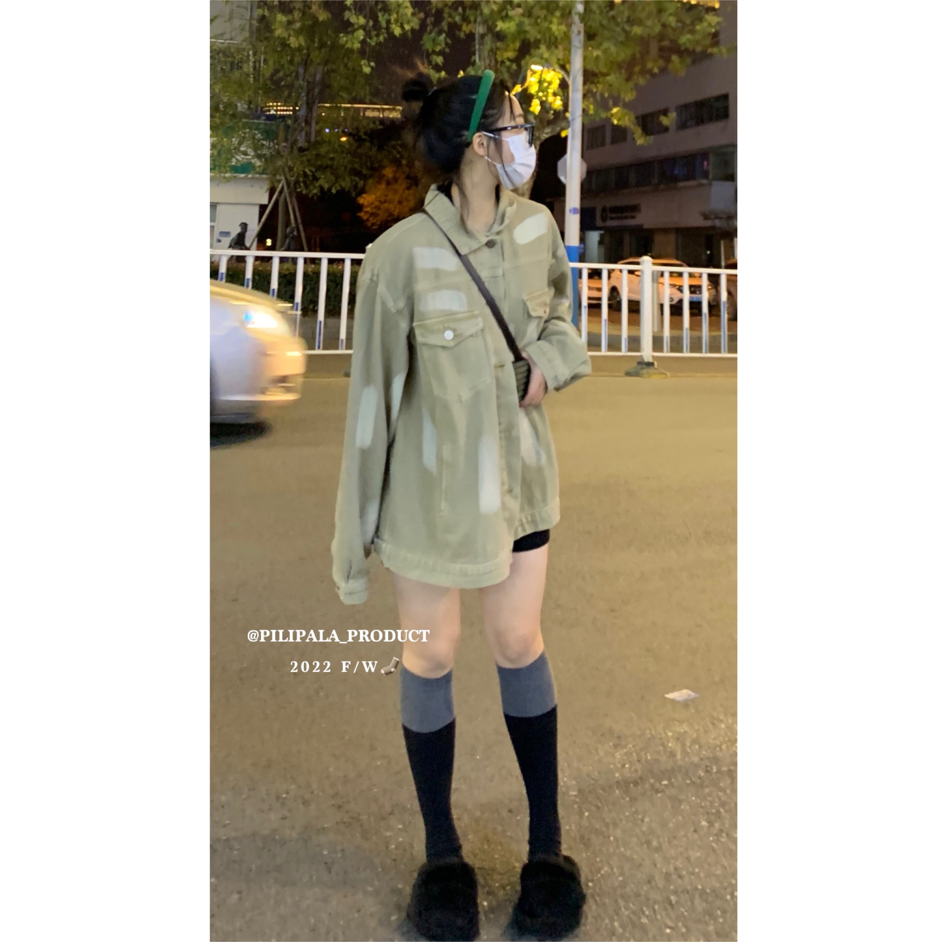 秋冬拼接中长筒小腿袜