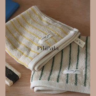 复古细条纹刺绣提花毛巾亲肤精梳全棉色织工艺浴巾儿童方面巾浴巾