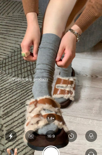 “莫奈灰的秋冬”纯色长筒袜