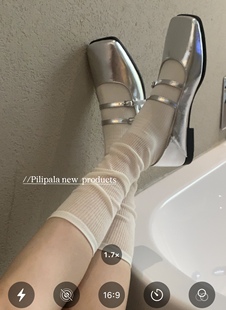 透网纱芭蕾风透肉中长筒堆堆袜复古甜美袜子女 miu走秀风 夏季