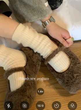 “糯叽叽的脚感”柔软秋冬加厚纯色袜子女堆堆袜中筒保暖竖纹理