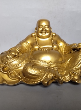 弥勒佛铜像摆件大肚笑佛招财布袋
