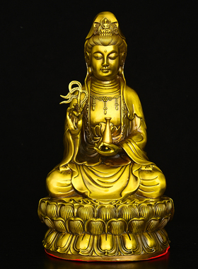 铜南海净瓶观音家居佛堂摆件家用