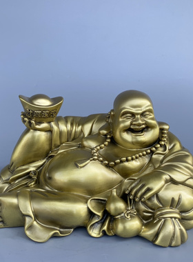 卧佛弥勒佛家用摆件铜佛堂招财